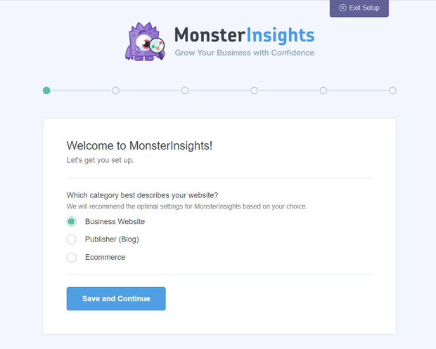 MonsterInsights Setup wizard