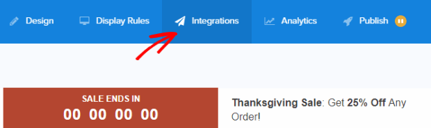 Integration tab - OptinMonster - Countdown timer - How to Boost Sales with Countdown Timer Popups