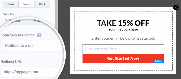 Redirect to another URL - success view - How to Create a Popup Coupon that Boosts Sales
