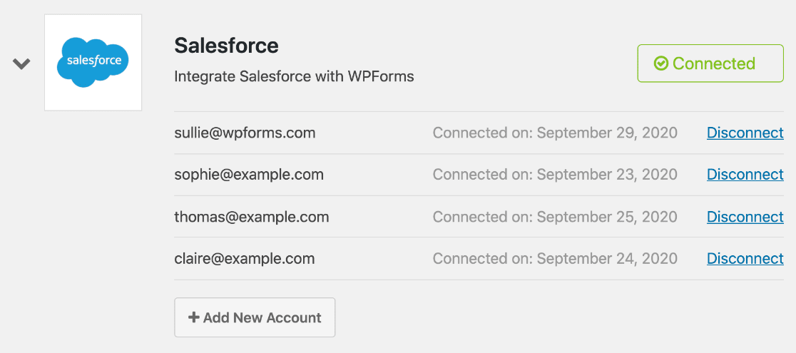 Salesforce add-on - multiple accounts